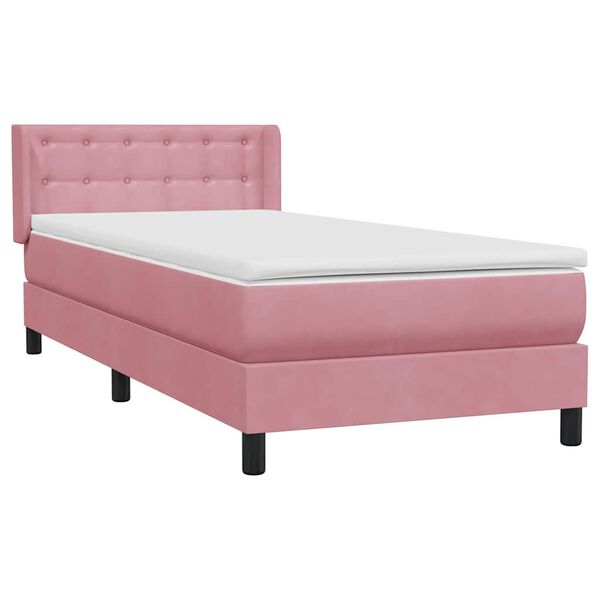 vidaXL Boxspringbett mit Matratze Rosa 100x220 cm Samt