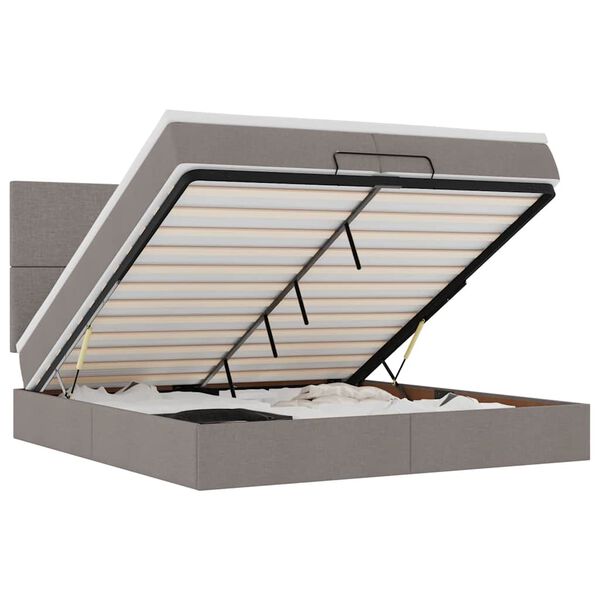 vidaXL Ottoman-Bett mit Matratzen Taupe 200x200 cm Stoff