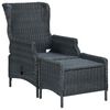 vidaXL Gartensessel Verstellbar mit Fu&szlig;hocker Poly-Rattan Dunkelgrau