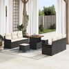 vidaXL Garten-Sofa-Set mit Kissen mit Speicher 9 pcs Schwarz und Creme