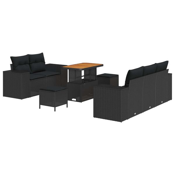 vidaXL Gartensofa-set 8 pcs Schwarz Poly-Rattan