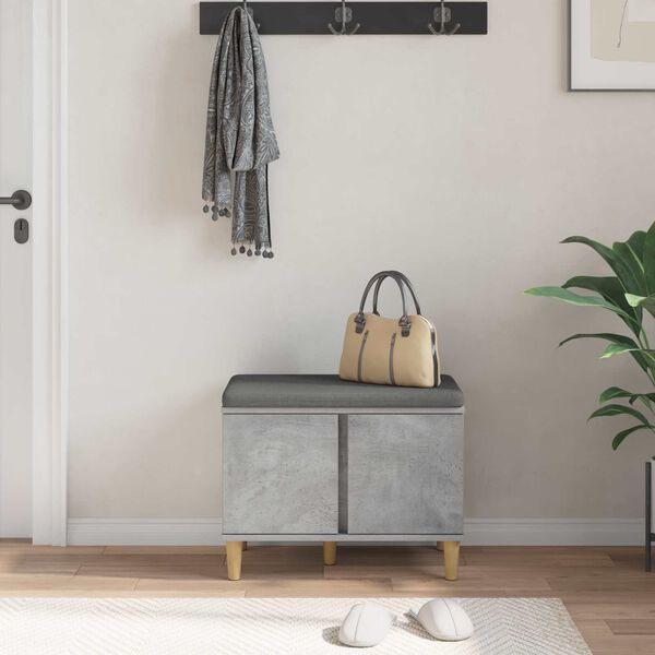 vidaXL Flurbank mit Kissen mit Speicher Beton Grau 60 x 38 x 46 cm