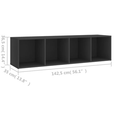 vidaXL TV-Schrank Grau 142,5x35x36,5 cm Holzwerkstoff