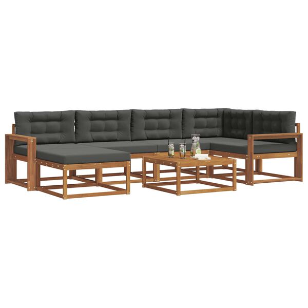 vidaXL Outdoor-Sofagarnitur mit Kissen 7 pcs Natur und Anthrazit