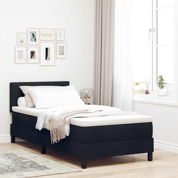 vidaXL Boxspringbett mit Matratze Schwarz 90 x 190 cm Stoff
