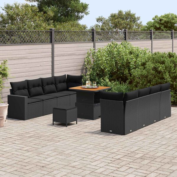 vidaXL Gartensofa-set 11 pcs Schwarz Poly-Rattan