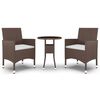 vidaXL 3-tlg. Bistro-Set Poly-Rattan und Hartglas Braun