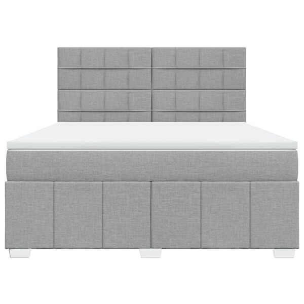 vidaXL Boxspringbett mit Matratze Hellgrau 180x200 cm Stoff