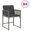 vidaXL Gartenstühle mit Kissen 4 Stk. Grau Poly Rattan