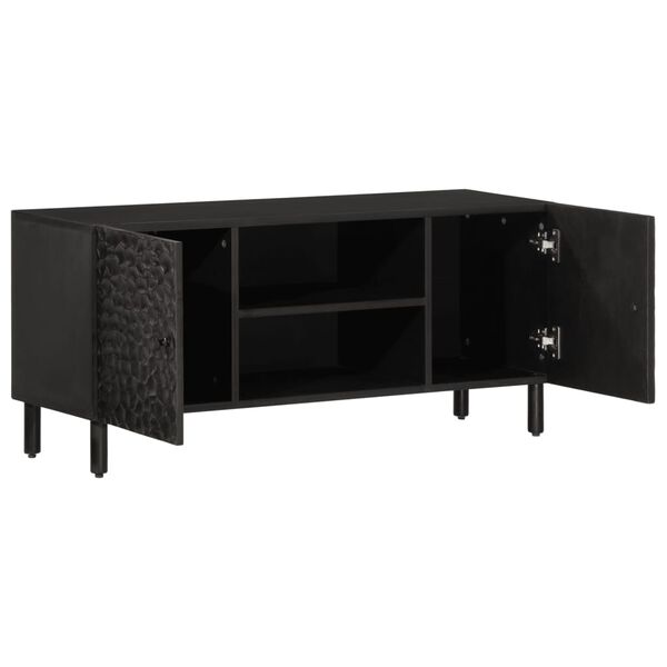 vidaXL TV-Schrank Schwarz 105x33x46 cm Massivholz Mango