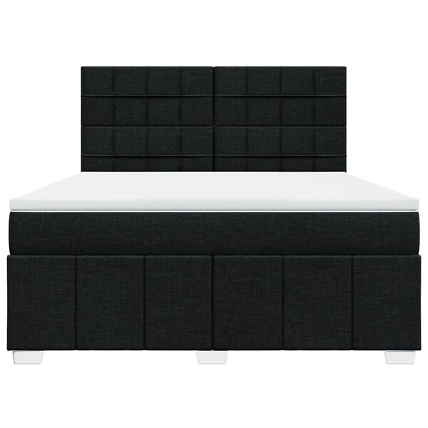 vidaXL Boxspringbett mit Matratze Schwarz 180x200 cm Stoff