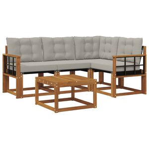 vidaXL Outdoor-Sofagarnitur mit Kissen 5 pcs Nat&uuml;rlich und Hellgrau