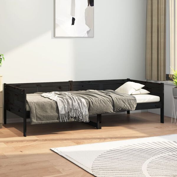 vidaXL Tagesbett Schwarz Massivholz Kiefer 90x190 cm