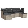 vidaXL 6-tlg. Garten-Sofagarnitur mit Kissen Hellgrau Poly Rattan