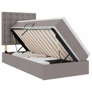 vidaXL Bett mit Stauraum und LED mit LED Taupe 100 x 200 cm Polyester