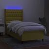vidaXL Boxspringbett mit Matratze & LED Gr&uuml;n 90x190 cm Stoff