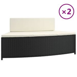 vidaXL Whirlpool-B&auml;nke mit Auflagen 2 Stk. Schwarz Poly-Rattan