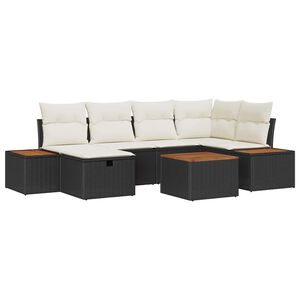 vidaXL Gartensofa-set 7 stk. Schwarz Poly-Rattan
