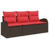 vidaXL Garten-Sofa-Set 3 stk. Braun und Rot Poly Rattan