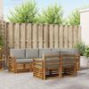 vidaXL Ecksofa Set 7 pcs Nat&uuml;rlich und Hellgrau Massivholz Akazie