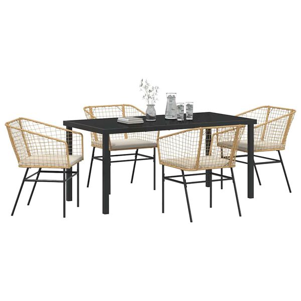 vidaXL Garten Essgruppe 5 pcs Braun Poly-Rattan