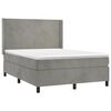 vidaXL Boxspringbett mit Matratze & LED Hellgrau 140x200 cm Samt