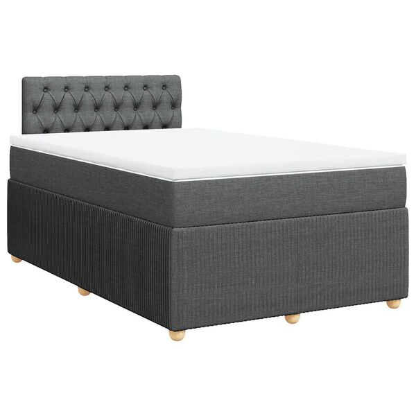 vidaXL Boxspringbett mit Matratze Dunkelgrau 120x200 cm Stoff