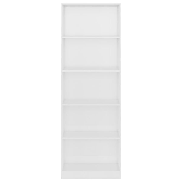 vidaXL B&uuml;cherregal 5 F&auml;cher Hochglanz-Wei&szlig; 60x24x175 cm Holzwerkstoff