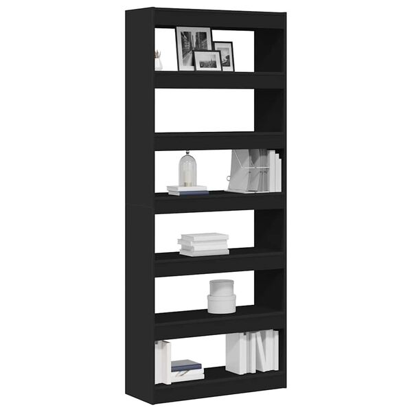 vidaXL B&uuml;cherregal mit Regal Schwarz 80 x 30 x 198 cm Holzwerkstoff