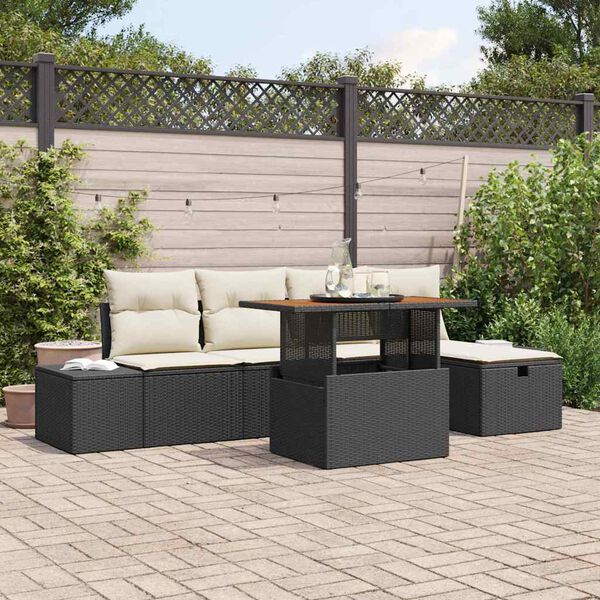 vidaXL Garten-Sofa-Set 6 pcs Schwarz Poly-Rattan