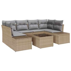 vidaXL Sofa Set mit Kissen 7 pcs Beige Poly Rattan