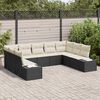 vidaXL Gartensofa-set mit Kissen 9 pcs Schwarz Poly-Rattan