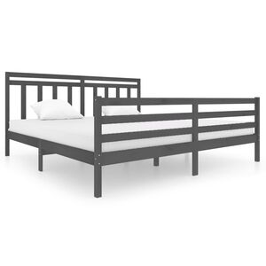vidaXL Massivholzbett Grau 200x200 cm