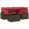 vidaXL Gartensofa-set 5 Stk. 4-Sitzanzahl Braun und Rot Poly-Rattan
