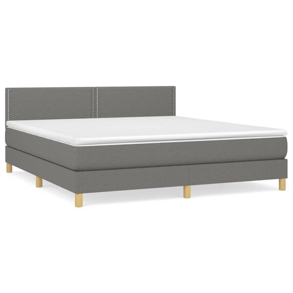 vidaXL Boxspringbett mit Matratze Dunkelgrau 160x200 cm Stoff