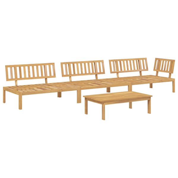 vidaXL Sofa Set mit Kissen Uni 4 pcs Creme Massivholz Akazie