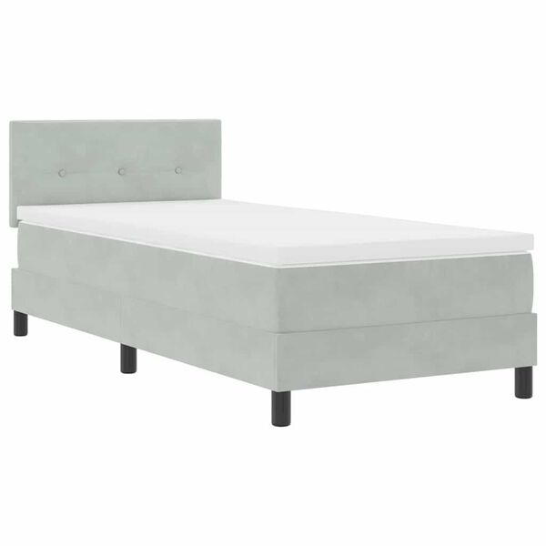 vidaXL Boxspringbett mit Matratze Hellgrau 80 x 200 cm Samt