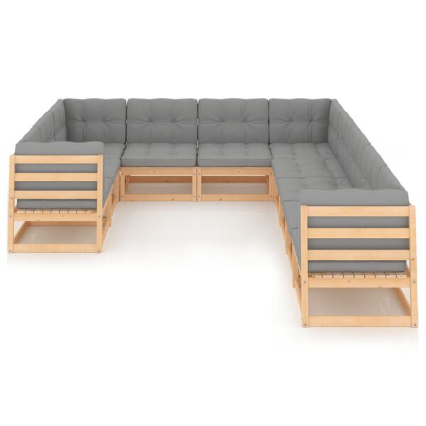 vidaXL 10-tlg. Garten-Lounge-Set mit Kissen Massivholz Kiefer