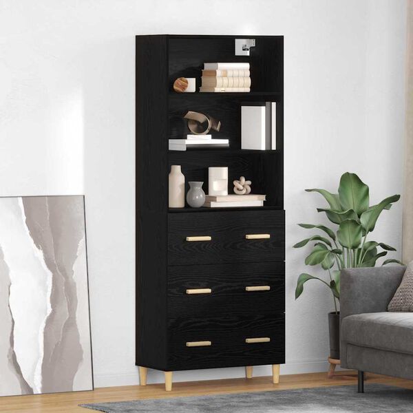 vidaXL Highboard Schwarz Eichen-Optik 69,5 x 32,5 x 180 cm