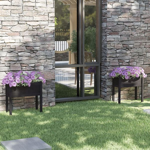 vidaXL Pflanzk&uuml;bel 2 Stk. Schwarz 70x31x70 cm Massivholz Kiefer