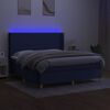 vidaXL Boxspringbett mit Matratze & LED Blau 180x200 cm Stoff