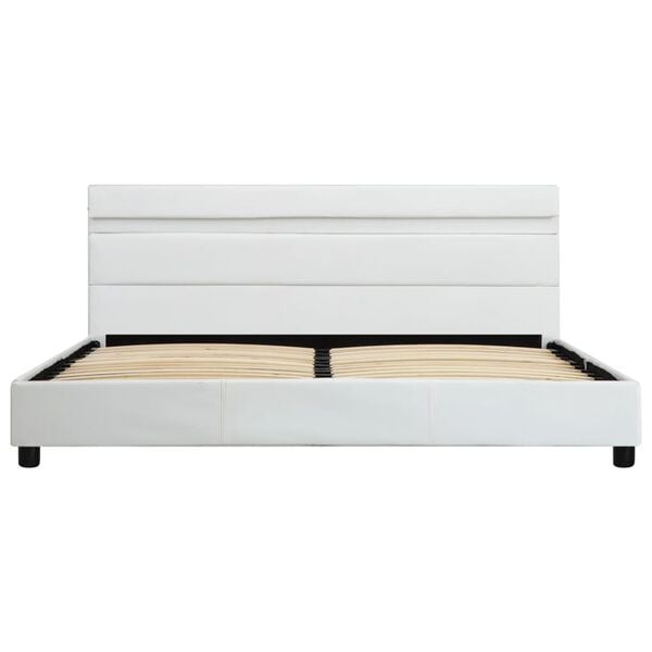vidaXL Bettgestell mit LED Weiß Kunstleder 120x200 cm