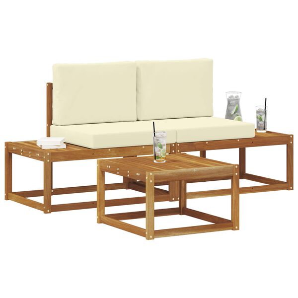 vidaXL Outdoor-Sofagarnitur mit Kissen 3 pcs Natur