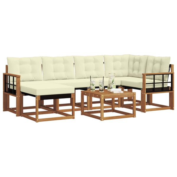 vidaXL Outdoor-Sofagarnitur mit Kissen 7 pcs Natur und Creme