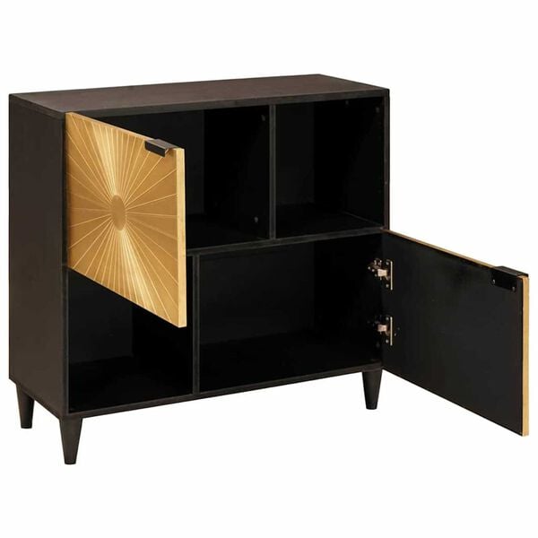 vidaXL Seitenschrank mit Regal Schwarz und Gold 80 x 33,5 x 75 cm