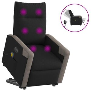 vidaXL Elektrischer Massagesessel mit Aufstehhilfe Schwarz Stoff