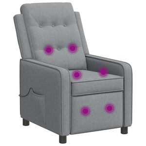 vidaXL Massagesessel mit Liegefunktion Hellgrau 65 x 93 x 102 cm Stoff