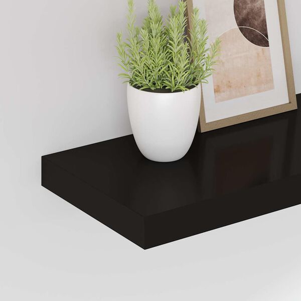 vidaXL Schweberegale 4 Stk. Schwarz 50x23x3,8 cm MDF