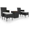 vidaXL 5-tlg. Garten-Bistro-Set Poly Rattan Massivholz Akazie Schwarz
