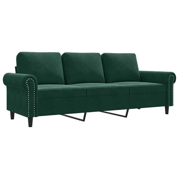 vidaXL 3-Sitzer-Sofa Dunkelgr&uuml;n 180 cm Samt